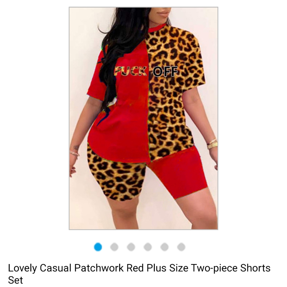 New casual "F#$* Off" red/leopard plus size